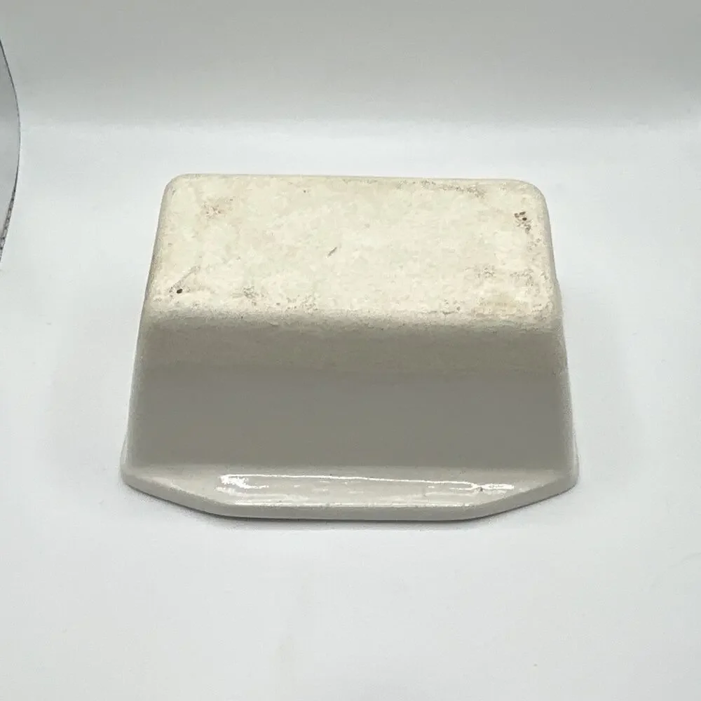 Vintage White Blue Floral Butter Dish